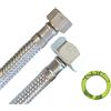 H2O-Flex Tubo corazzato 3/8 ÜM x 3/4, tubo flessibile per sanitari con approvazione acqua potabile, DN08, in acciaio inox, lunghezza 15 cm, made in Germany