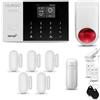 HUXGO® HXA005 Allarme casa senza fili WiFi + GSM 4G con wireless Sirena | Kit allarme con 1x rilevatore di movimento, 5x sensori per porte e finestre, telecomando | TUYA Smartlife App