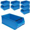 BRB 8 scatole impilabili professionali con maniglia, lunghezza 500 x 300 x 200 mm, capacità: 21 litri, blu