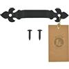 MORIA DESIGN Maniglia per porta rustica, 14 cm, in acciaio certificato, con cerniera e maniglie per cassettiere, mobili in legno, porte, mobili verniciati a polvere, colore nero