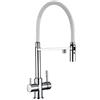 Wanym Rubinetto cucina Con Doccetta Collo di cigno Tirare giù Miscelatore Lavello Ottone massiccio Rotazione di 360 gradi Rubinetti con filtro dell'acqua a 3 Vie Acqua pulita Set,Bianca