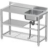 Generic Lavello da cucina 80X50X80Cm ， Lavello da cucina per ristorante commerciale a vasca singola ， Lavandino con lavabo multiuso per rubinetto ， Lavello da cucina per esterni autoportante ， Scaff