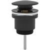 TECOM Piletta click clack attacco universale G 1/4" in Ottone con finitura Nera opaca