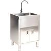 Leaceuv Lavandino da Esterno,Lavabo Cucina 1 Vasca con Rubinetto,Lavatoio in Acciaio Inox Professionale con Mobile,Lavandini Commerciale Autoportante,Lavello Cucina Multifunzione,per Interno,Garage(60x45x80cm