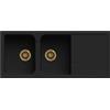 Generic Lavello cucina Romeo nero 2 vasche pilette ottone con gocciolatoio 116 x 50 cm Made in Italy