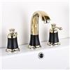 ZPSPZ Rubinetto Bagno Lavabo 3 Fori Doppia Maniglia Ottone Acqua Fredda e Calda Rubinetto Lavabo-Nero+Oro