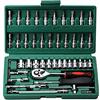 Saddgo Set di chiavi a bussola professionali, 46 pezzi, metriche a cricchetto da 1/4, set di punte metriche a cricchetto, chiave inglese, flessibile, aste di prolunga, con reversibile