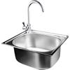 XUNFAKE Lavello da In Acciaio Inossidabile Lavello Cucina Vasca Singola Lavandino a Incasso, Filotop o Sottotop Lavello Quadrato Lavello da Incasso Lavello da Esterno (45x39cm)