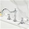 ZYCDP Rubinetti Bagno a Tre Fori Ottone, Miscelatore Lavabo Bagno 3 Fori Doppia Maniglia acqua Calda e Fredda Cromato