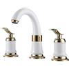 ZPSPZ Rubinetto Bagno Lavabo 3 Fori Ottone Doppia Maniglia Comando Separato Di Acqua Calda e Fredda Rubinetteria Bagno Oro Bianco