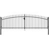 Susany Cancello da Giardino a Doppia Anta Con Punte a Lancia in Acciaio Nero 400x150 cm - Cancello per Recinzione, Esterno e Metallo