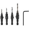 Hztyyier punta da trapano con codolo esagonale da 1/4 Strumenti per la lavorazione del legno con chiave a brugolaPunta da trapano svasatore HSS da 4 pezzi Other Household Daily Necessities