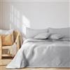 AmeliaHome Copriletto con pompon 170 x 210 cm, copriletto double-face, trapuntato, in poliestere, colore: argento
