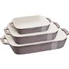 Staub Ceramica - Set di 3 stampi rettangolari in ceramica, colore: grigio antico