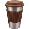 Hoshen Tazza da caffè in acciaio inox, con coperchio in silicone, 17 ml, colore: marrone