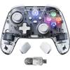 PALPOW Controller PC Wireless 2.4G con Joystick e Grilletti Hall Effect, Controller per Windows/Android/Steam Deck/iPhone/Switch 2, Gamepad Bluetooth con 8 Colori RGB/Turbo/Tasti Programmabili - Trasparente