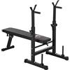 HOMCOM Panca da Palestra Pieghevole con Supporto per Bilanciere Regolabile in 8 Posizioni, Panca Pesi in Acciaio e PU per Palestra Casa, Portata 150 kg, 140x73x98-122 cm, Nero