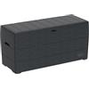 Duramax Cedargrain Durabox 270 litri, contenitore per mobili da giardino in plastica per esterni con coperchio chiudibile, con ruote e maniglie, Grigio scuro