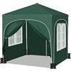 WOLTU Gazebo da Giardino Richiudibile 2x2m con Pannelli Laterali,Gazebo da Esterno in Ferro Regolabile in Altezza Tendone con Soffitto Semicircolare Pieghevole,Set di 4 Sacchi di Sabbia,Verde