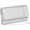 OSDUE Pochette Donna, Argento Cerimonia Borsa Catena Rimovibile per Tracolla, Borse a Spalla per Ballo di Fine Anno, Festa - Argento
