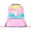 Baagl Sacca da palestra per ragazze - Sacchetti impermeabili per scarpe per bambini - Scuola e asilo Sport Bag, Unicorno arcobaleno, Playful