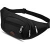 MOBIUSPHY Marsupio Donna Uomo, Marsupio Portasoldi Marsupio Sportivo Running Cintura Corsa Impermeabile Grande Ciclismo Viaggio Regolabile Singola Spalla per Escursioni Viaggi, Corsa, Tour in Bicicletta Nero