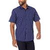 Amazon Essentials Camicia in Popeline a Maniche Corte Regular Fit Uomo, Blu Marino A Quadri, XXL
