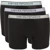 Emporio Armani Stretch Cotton Core Logoband 3-Pack Boxer, Boxer Uomo, Nero (Black-Black-Black), S