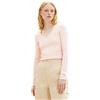 TOM TAILOR Denim Maglia Camicia Cropped da Donna a Maniche Lunghe in Denim con Struttura a Costine, 14557-Rosa Inglese Chiara, M
