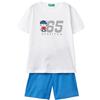 United Colors of Benetton Comp(T-Shirt+Short) 3096GK00I Pantaloni, Bianco, 90 (18-24 Months) Bambino