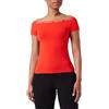 Calvin Klein Jeans Women's LOGO ELASTIC BARDOT TOP Other Knit Tops, Fiery Red, XS