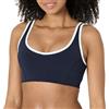 Amazon Essentials Reggiseno Sportivo Tecnico in FormFlex Morbidissimo, Sostegno Leggero con Scollo a V, con Bordatura a Contrasto Donna, Bianco/Blu Marino, XXL
