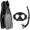 Cressi Pluma Bag, Set per Immersioni, Apnea e Snorkeling Unisex Adulto, Nero/Argento, 35/36 EU