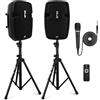 Pyle Altoparlanti PA Attivo e Passivo, Cassa Bluetooth Portatile, Microfono Filo, Karaoke Speaker MP3/USB/SD/AUX, Cassa Bluetooth Potente