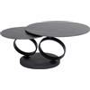 Kare Design tavolo da divano Beverley (Set/2), nero, diametro 80cm/133cm girevole, piano di ceramica, rotondo, soggiorno/sala d`attesa, stile moderno/stile naturale, (133x80x43cm A/L/P)