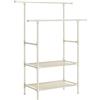 SONGMICS Stand Appendiabiti, Appendiabiti da Terra in Metallo con 2 Barre, 2 Ripiani Portaoggetti, Max Portata 70 kg, Montaggio Facile, Bianco RDR02WT