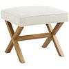 Amazon Basics Ottomana Quadrato moderna, imbottita, sgabello, per ingresso, corridoio, soggiorno, lino, legno massello, Avorio, 45.7 x 50.8 x 45.7 cm