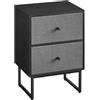 VASAGLE Comodino, Tavolino con 2 Cassetti in Tessuto Rimovibili, Contenitori Cesti, per Camera da Letto, Soggiorno, Nero Ebano e Grigio Ardesia LGS029B56
