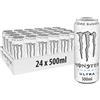 Monster Energy Ultra White - 24 Lattine da 500 ml, Energy Drink Zero Zuccheri e poche Calorie, Bevanda Energetica dal Gusto Leggero e Rinfrescante di Agrumi