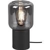 RL LIVE YOUR LIGHT Reality Leuchten Nico R50591032 - Lampada da tavolo in metallo nero opaco, vetro fumé, 1 lampadina E27