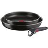 Lagostina Ingenio Essential Plus Set di Pentole e Padelle Antiaderenti in Alluminio per Gas e Forno, 3 Pezzi, Padelle Ø 24 e 28 cm e Manico Removibile