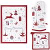 Excelsa Merry Christmas Set Tessile Cucina, Guanto Forno, Presina e Canovaccio, Cotone, Imbottitura Poliestere