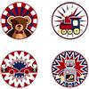 Excelsa Vintage Toys Set 4 Sottobicchieri, Ceramica, Base in Sughero, Diametro 10,5 Cm., Multidecoro