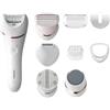 Philips Epilator Series 8000, epilatore Wet & Dry cordless per gambe e corpo con 9 accessori, rasoio, rifinitore, lima per pedicure ed esfoliante corpo, modello BRE740/10