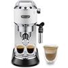 De'Longhi Dedica EC685.W Macchina Caffè Espresso Manuale, Caffè Polvere o Cialde E.S.E., Montalatte classico per Cappuccini, Spegnimento Automatico, Serbatoio 1L, Filtro Singolo/Doppio, Bianco