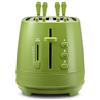 De'Longhi CTLAP2203.GR Tostapane con Pinze, Controllo Progressivo del Grado di Tostatura, Indicatori Luminosi, Cassetto Raccoglibriciole, Piedini Antiscivolo, Potenza 550 Watt, Plastica, Verde