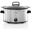 Crock-pot Pentola per Cottura Lenta, Slow Cooker, 3.5 Lt, fino a 4 Persone, Sizzle&Stew, Pentola interna in alluminio per rosolare sul fuoco, 2 Impostazioni Cottura e Funzione Warm, 210W max, Argento