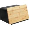 Wenko 54098100, Portapane con vassoio in bambù, colore nero, fori di ventilazione per una circolazione ottimale dell'aria, 35 x 20,5 x 26,5 cm