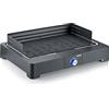 SEVERIN PG 8567 Barbecue elettrico 2200 Watt con piastra in alluminio pressofuso, Grill elettrico per interni ed esterni con luce LED, Griglia da tavolo o balcone, fumo e odori ridotti, Nero