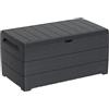 Duramax Cedargrain Durabox 416 litri, contenitore per esterni, in plastica, e organizer per mobili da giardino, struttura in venatura del legno, scatola per cuscini in plastica, Grigio scuro